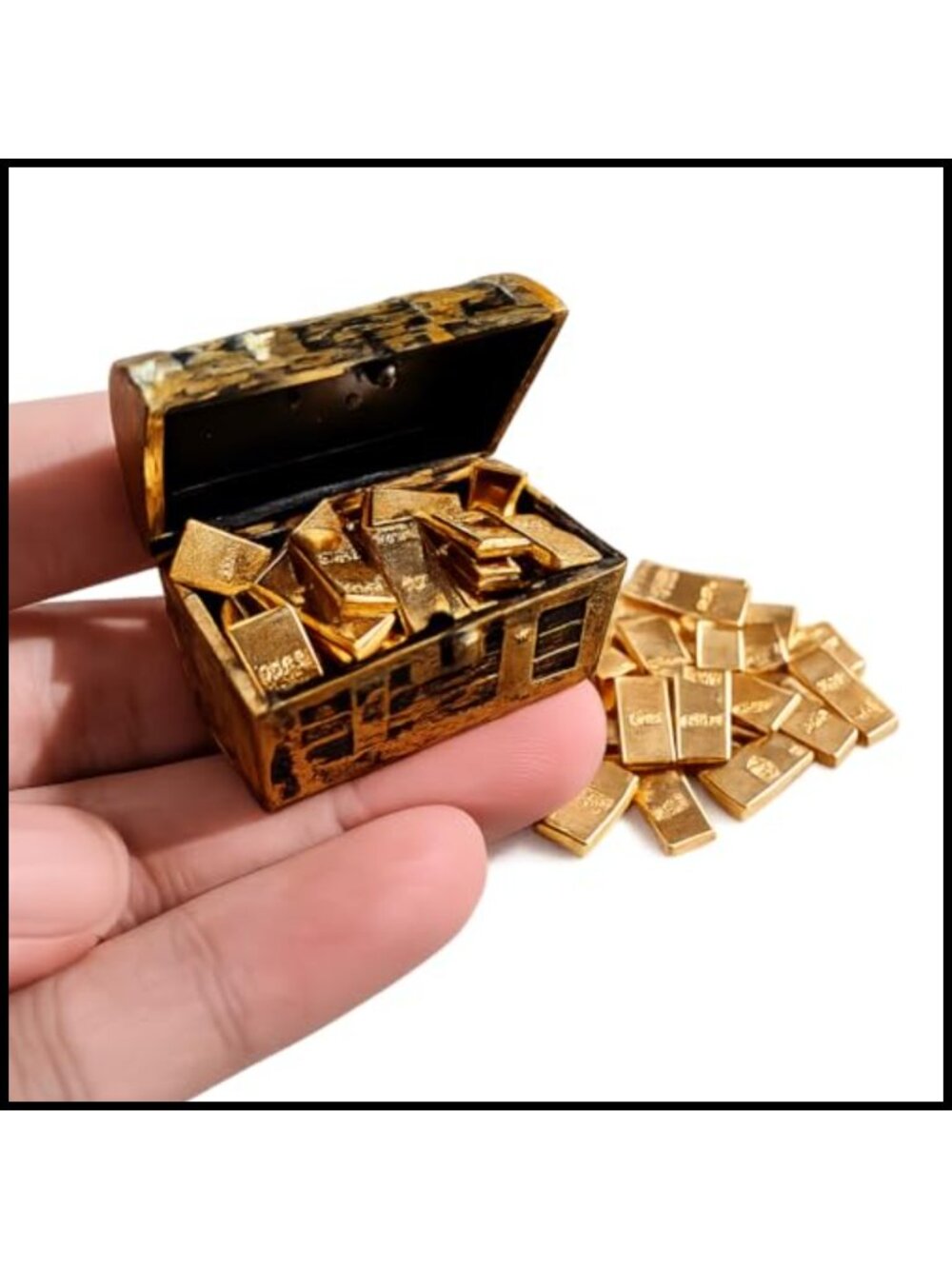 Miniature Gold Bars Set 100pc Dollhouse Treasure Chest Decor